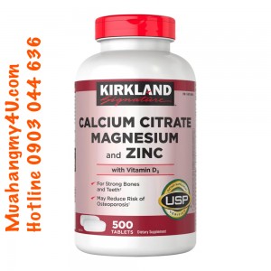 Kirkland Signature Calcium Citrate Magnesium and Zinc, 500 Tablets