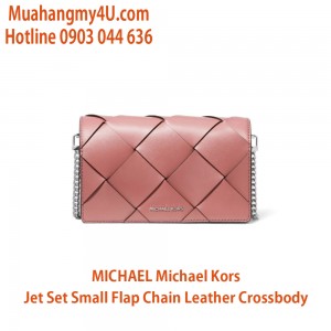 New! MICHAEL Michael Kors Jet Set Small Flap Chain Leather Crossbody