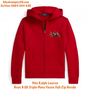 Polo Ralph Lauren Boys 8-20 Triple-Pony Fleece Full-Zip Hoodie